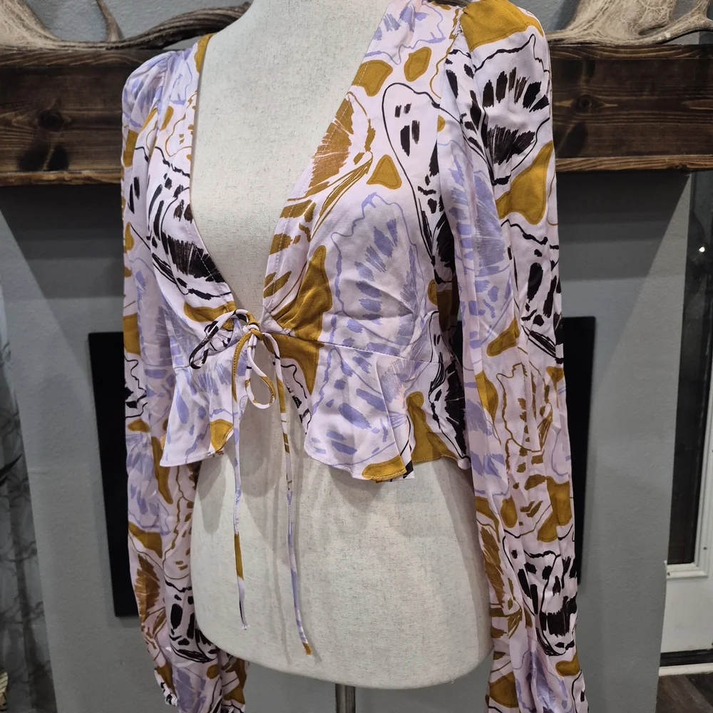 For Love And Lemons Floral Crop Top Size Small - Picture 4 of 6